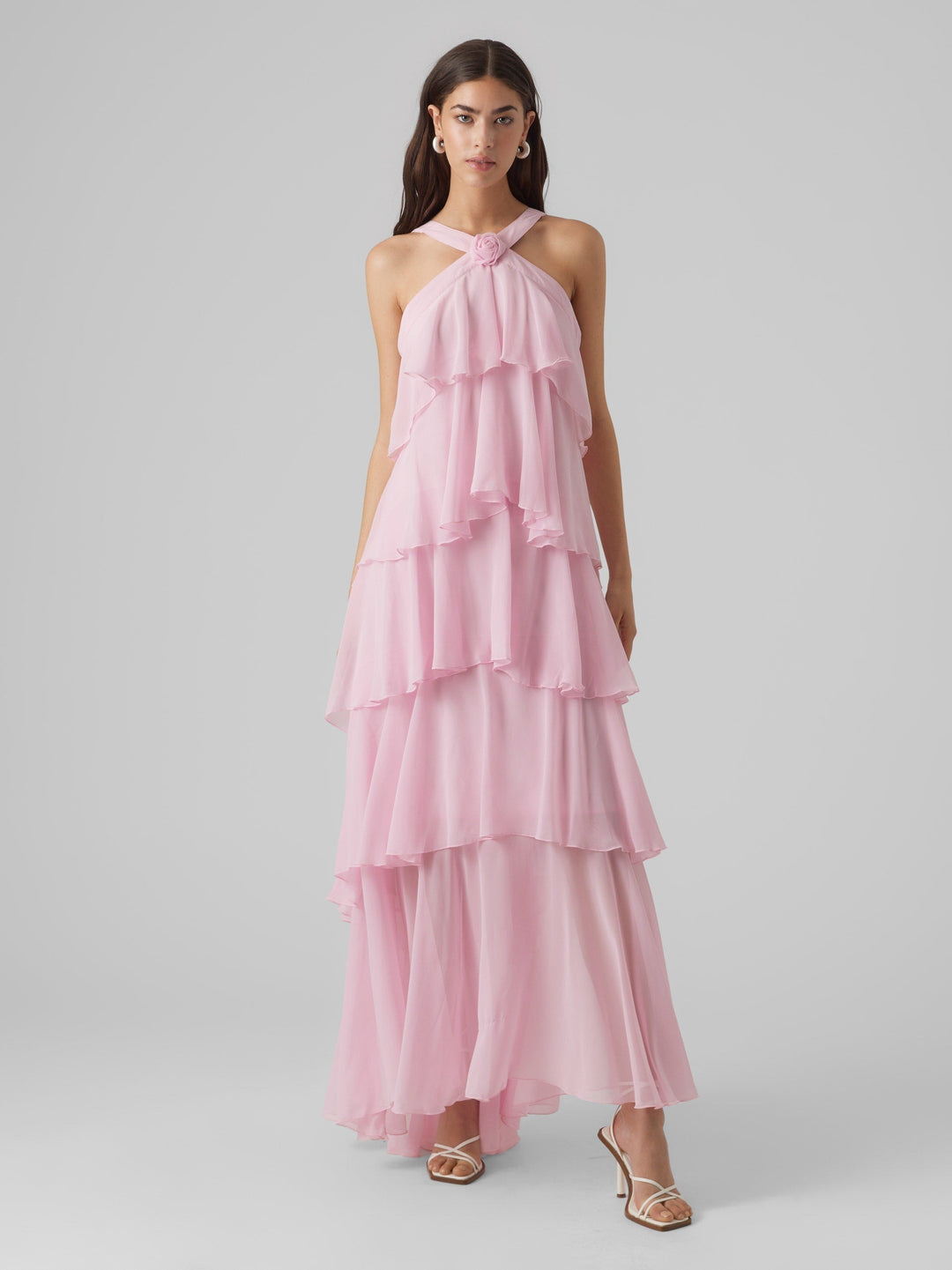 Poppy - Layered Plum Ruffle Maxi Dress