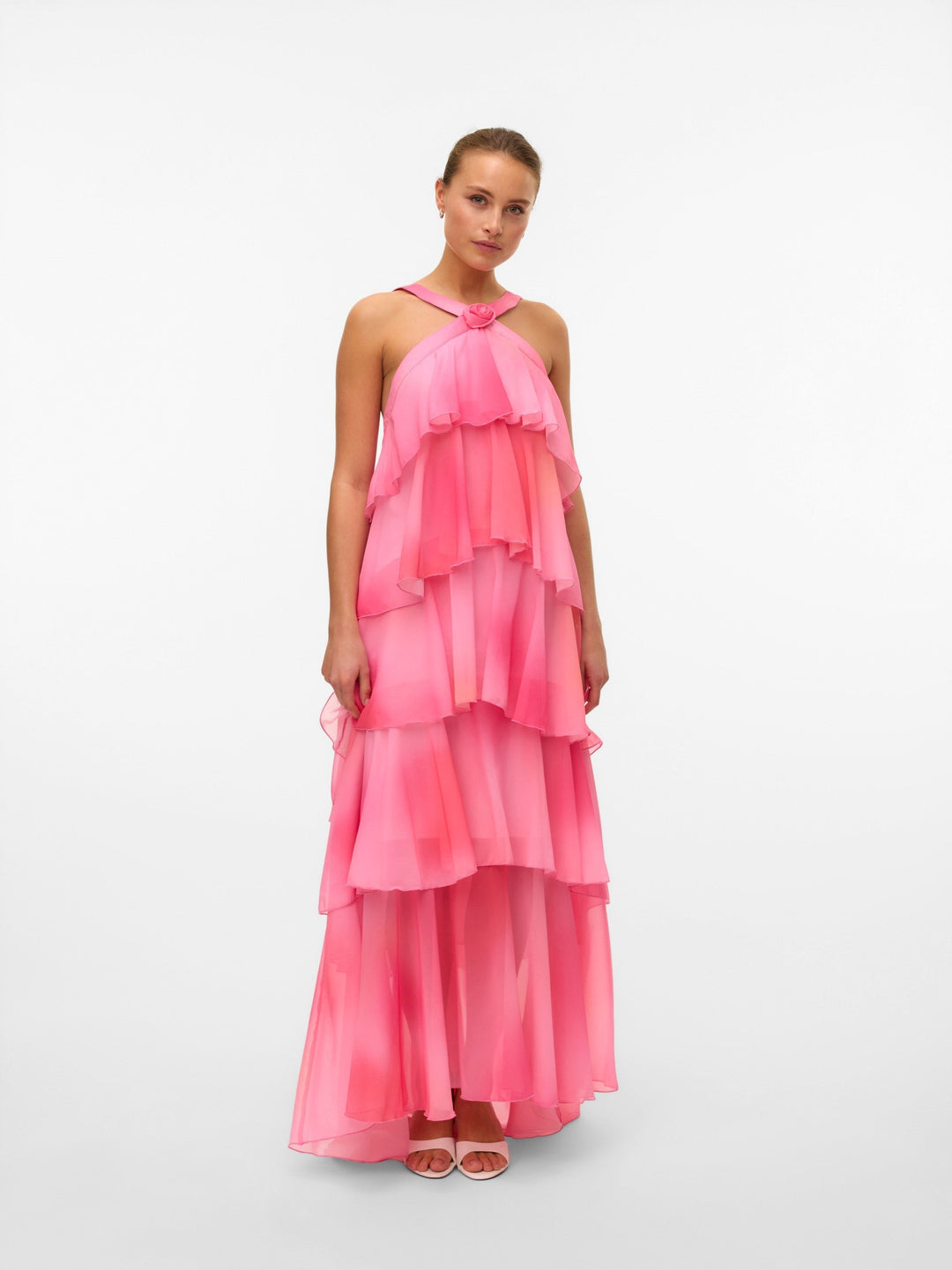 Poppy - Layered Plum Ruffle Maxi Dress