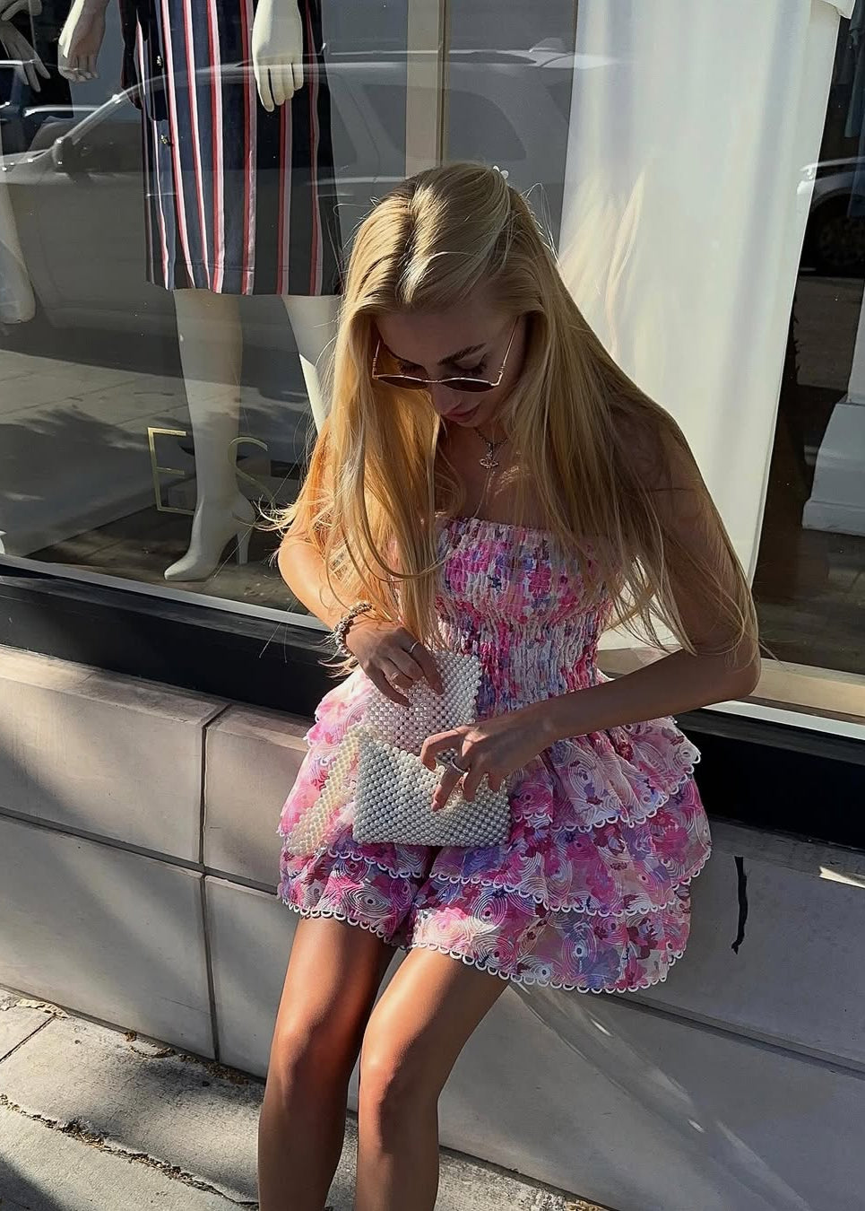 Cecilia - Strapless Floral Dress